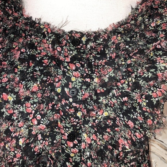 Twentyone Sheer Frayed Ruffle Feminine Dress Size Medium - Picture 3 of 9